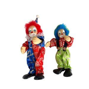 Circus Clown Dolls Vintage K Collection Porcelain and Wire 8.5"